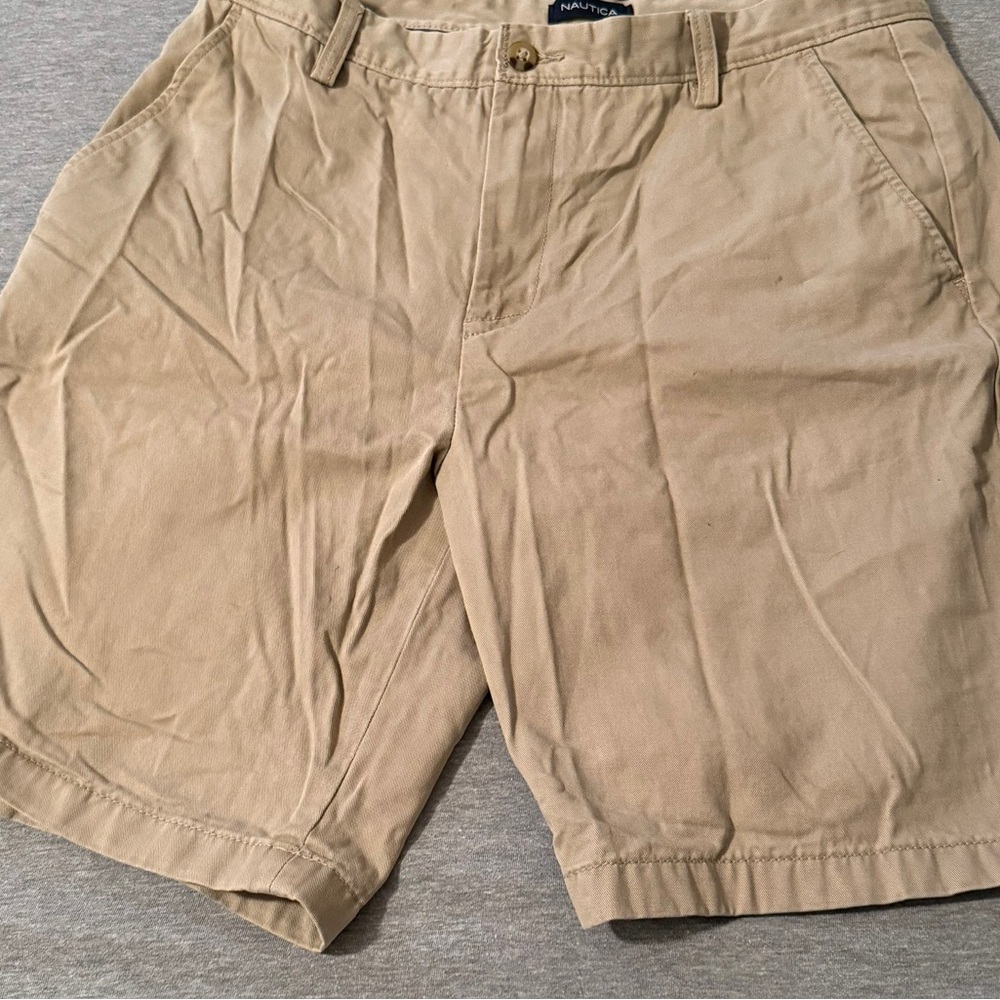 Nautica Tan Flat Front Shorts Lightweight Casual